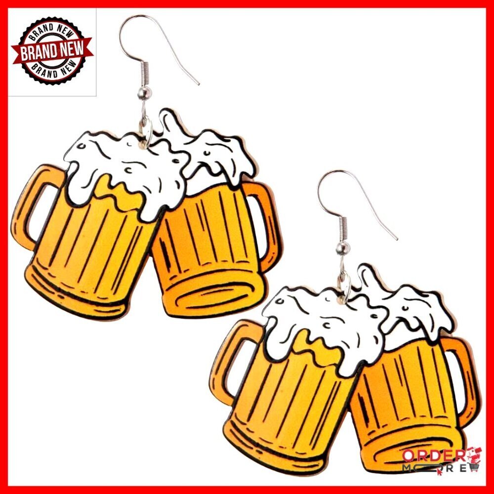 Oktoberfest Drop Earrings with Pretzel Beer Barrel Charms for Costumes